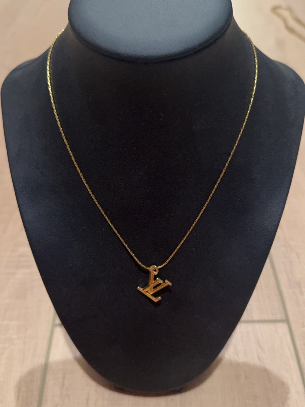 Louis Vuitton Gold LV Monogram Pendant Necklace